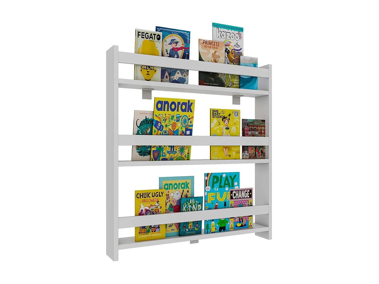 Kidos étagère pour chambre d'enfant accroché au mur 3 tablettes blanc.