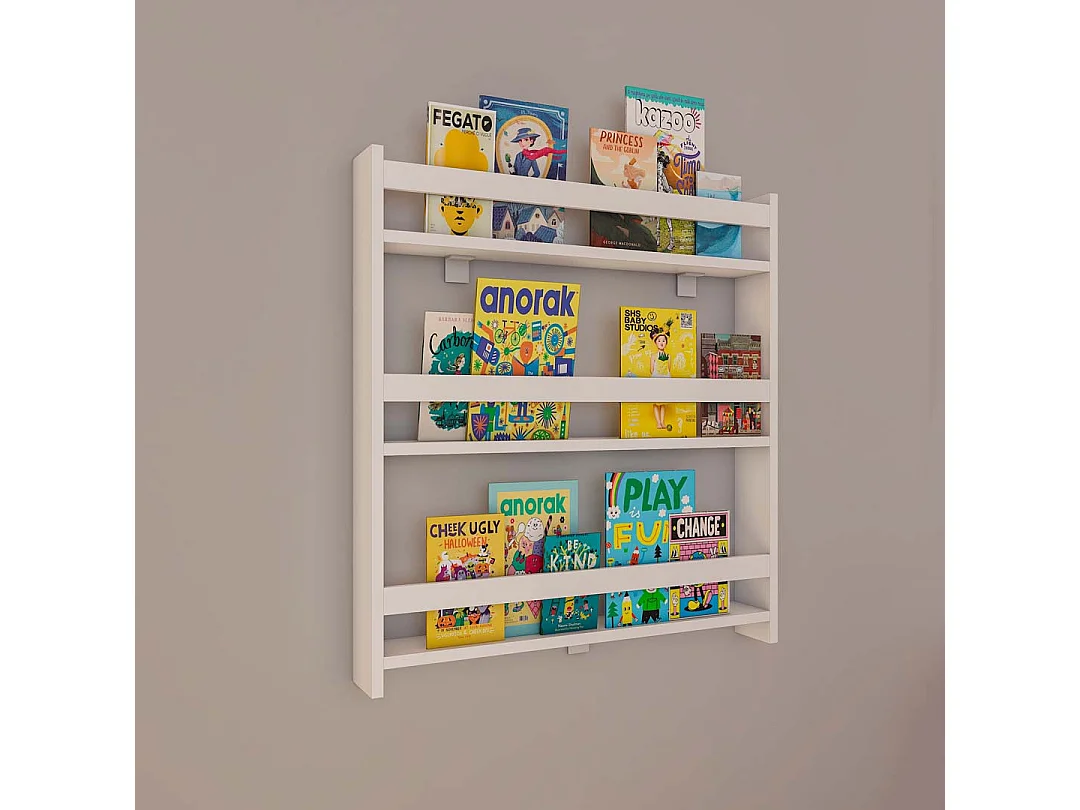 Kidos étagère pour chambre d'enfant accroché au mur 3 tablettes blanc.