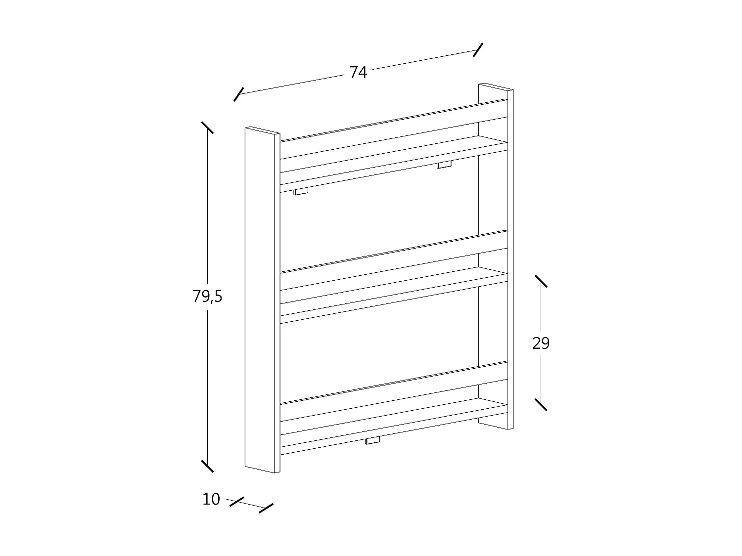 Kidos étagère pour chambre d'enfant accroché au mur 3 tablettes blanc.
