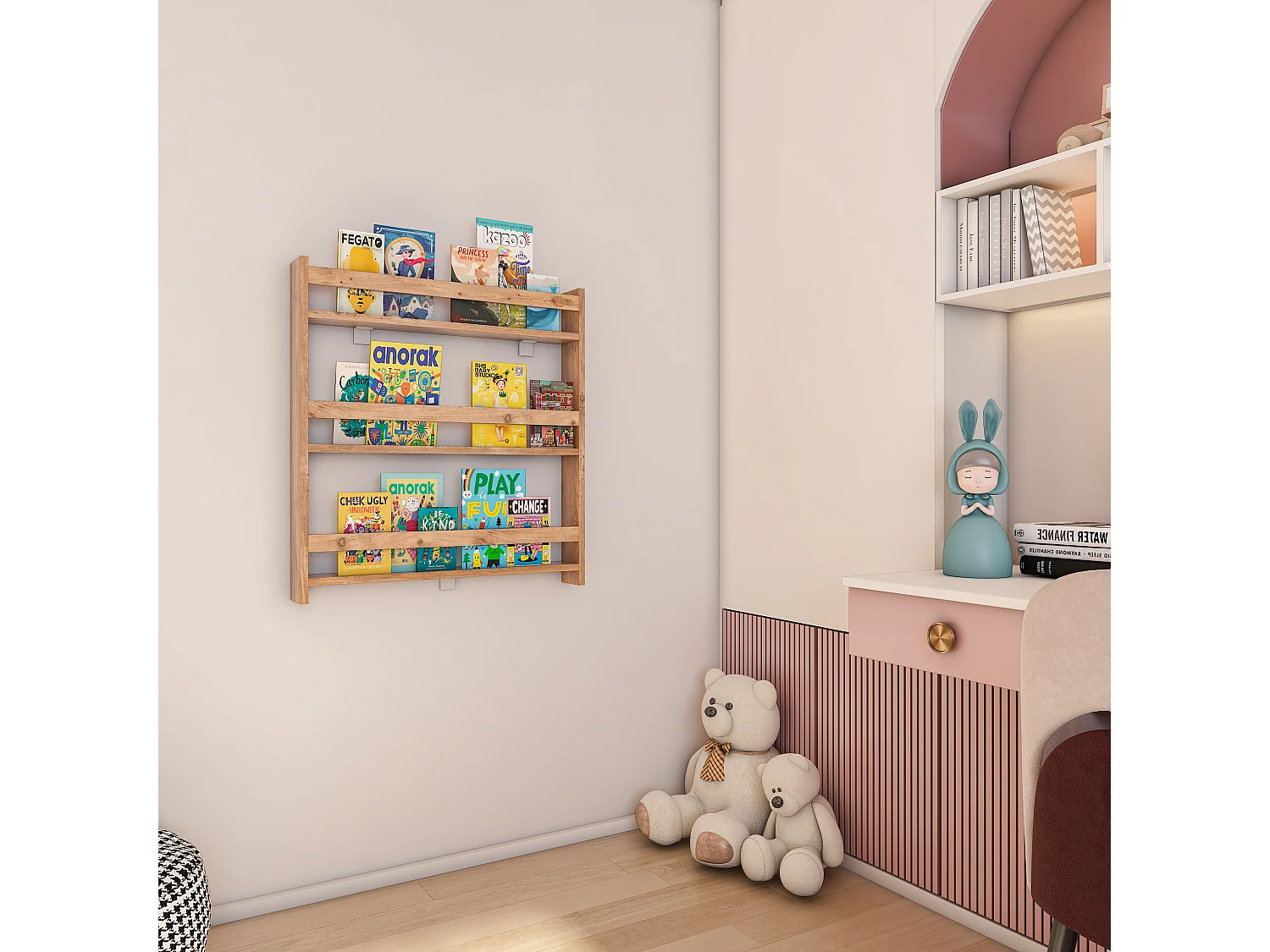 Wall Rack Kidos Honey oak H. 80 x W. 70 x D. 10 cm