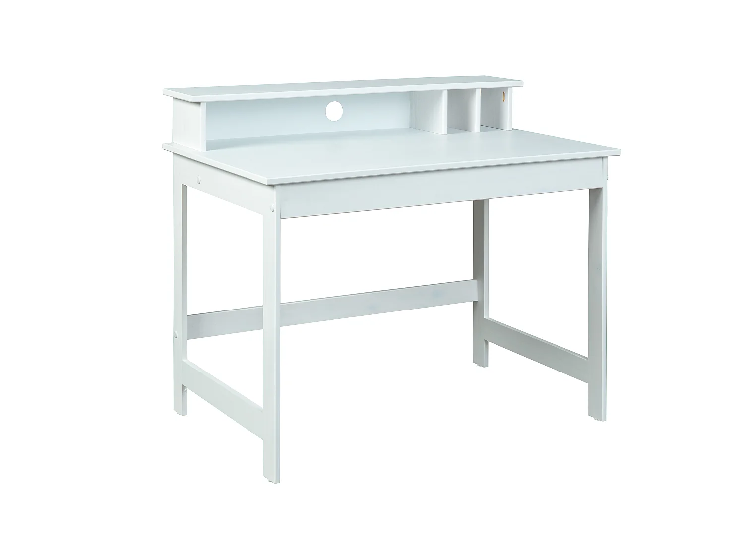 Hirsa Bureau avec 3 espaces ouverts, blanc laqué.