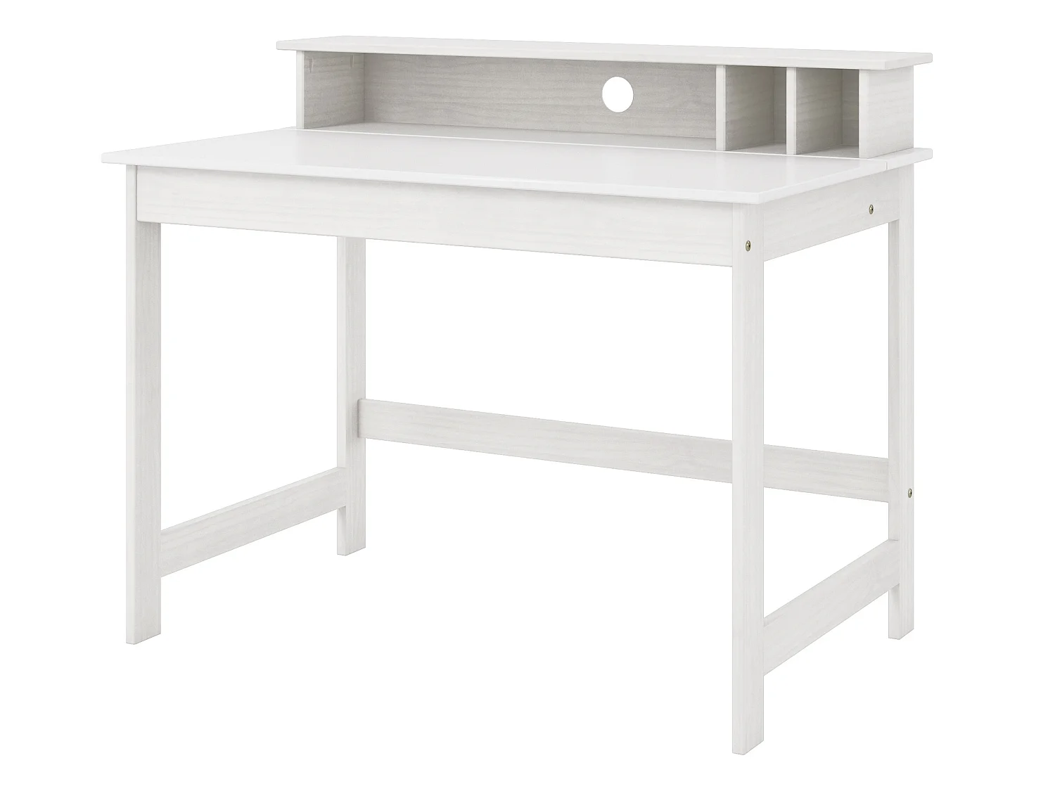 Hirsa Bureau avec 3 espaces ouverts, blanc laqué.