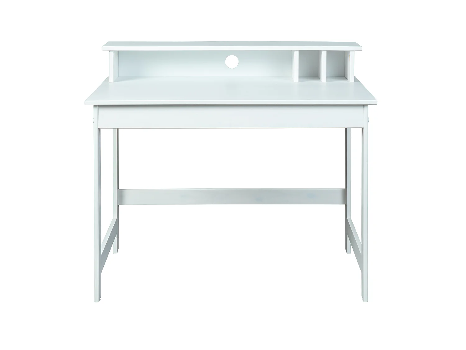 Hirsa Bureau avec 3 espaces ouverts, blanc laqué.