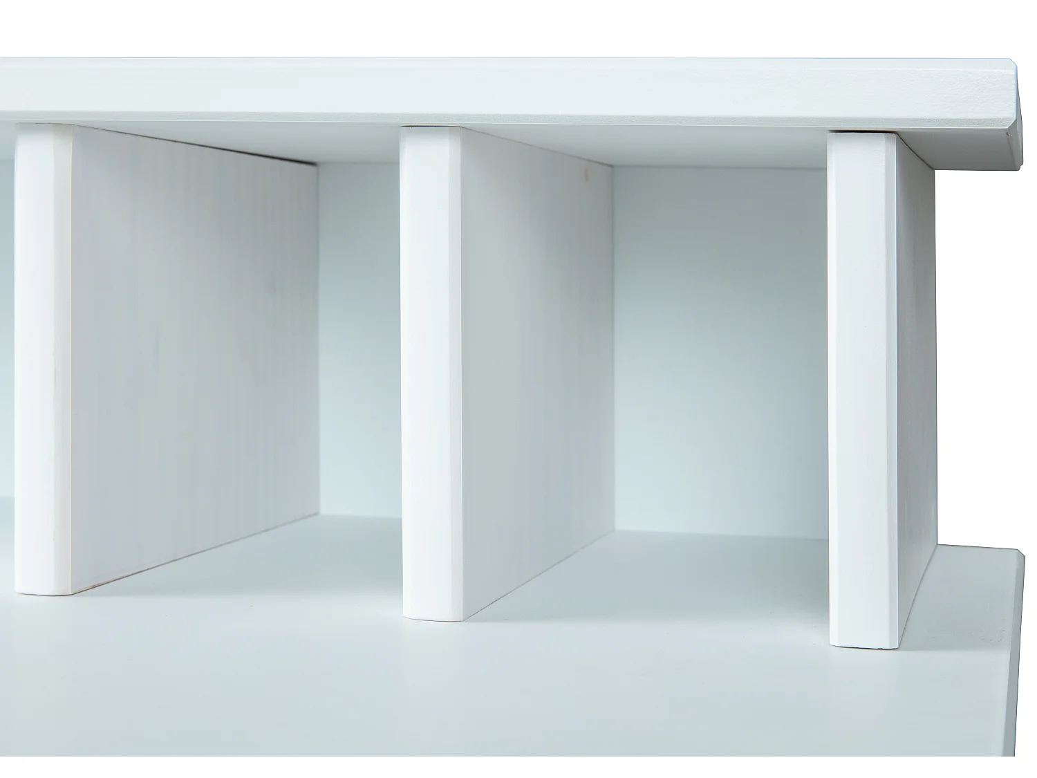 Hirsa Bureau avec 3 espaces ouverts, blanc laqué.