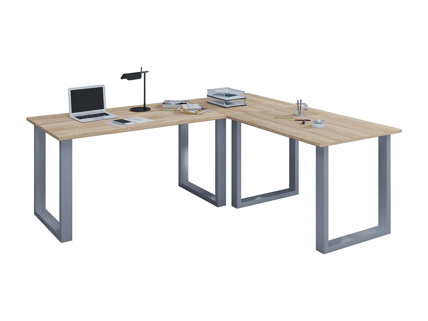 Desk Lona Silver / Sonoma oak H. 76 x W. 190 x D. 160 cm