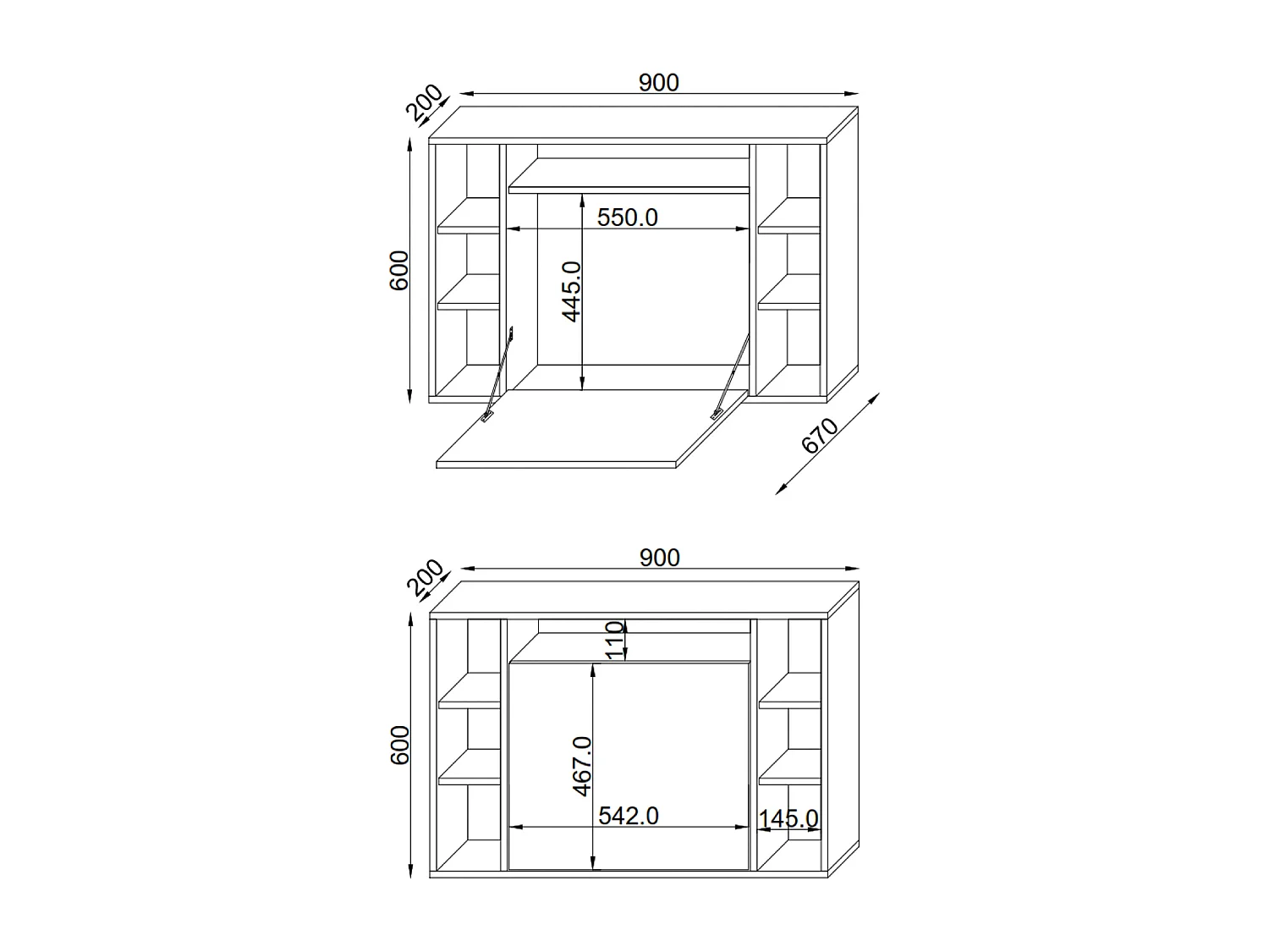 Desk Wandila White H. 60 x W. 90 x D. 20 cm