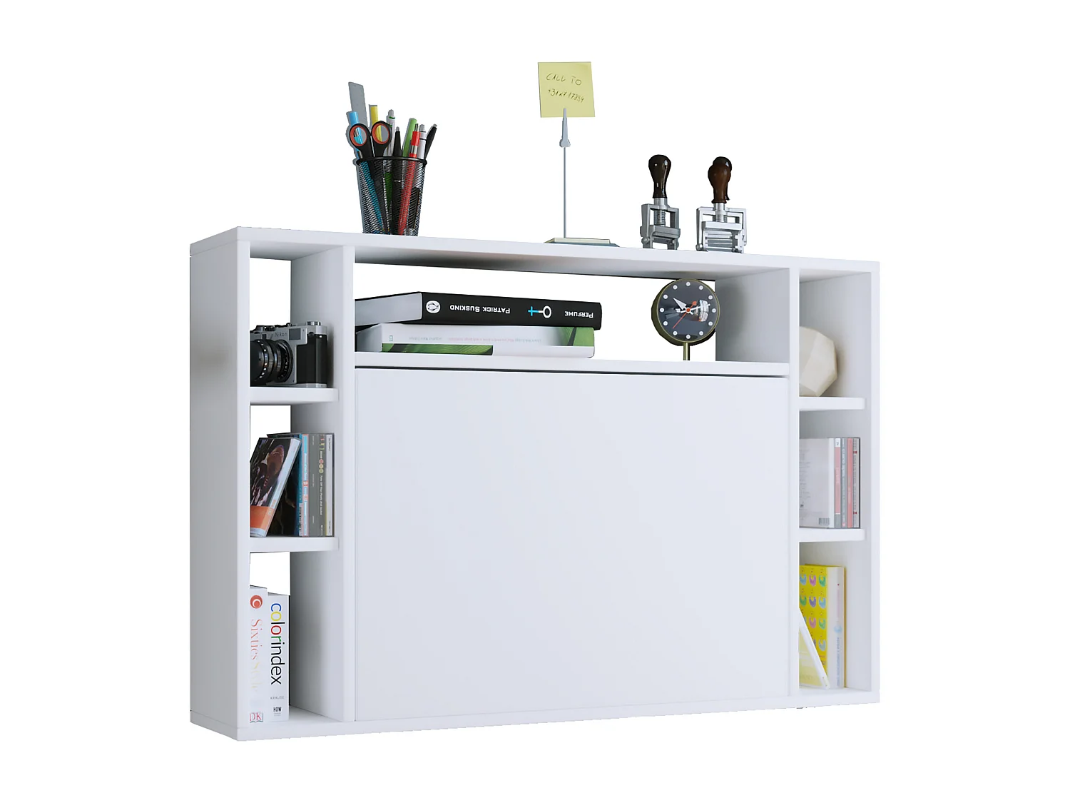 Wandila Bureau mural pour ordinateur portable, 7 compartiments, blanc.