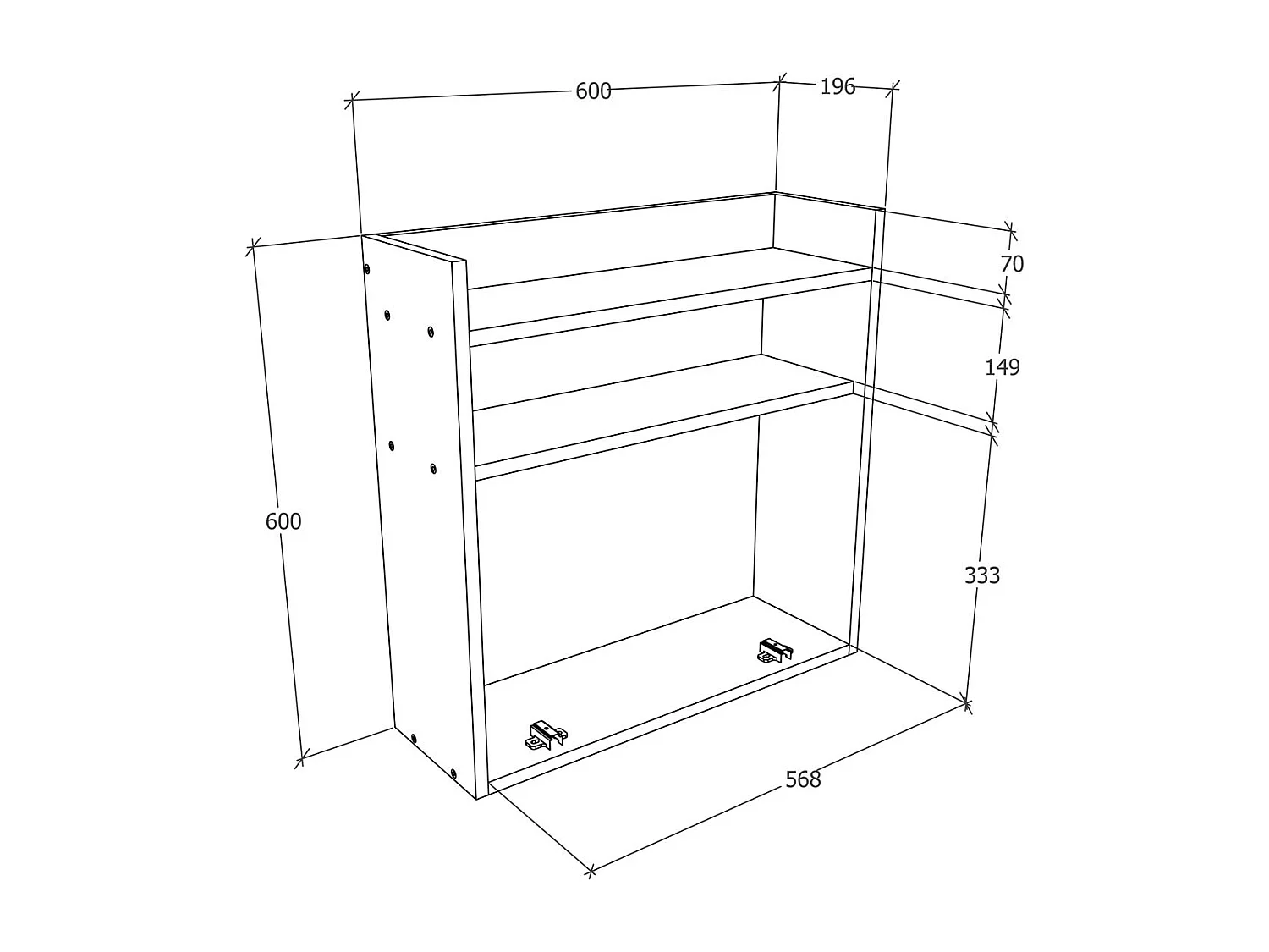 Desk Dralis White H. 60 x W. 60 x D. 20 cm