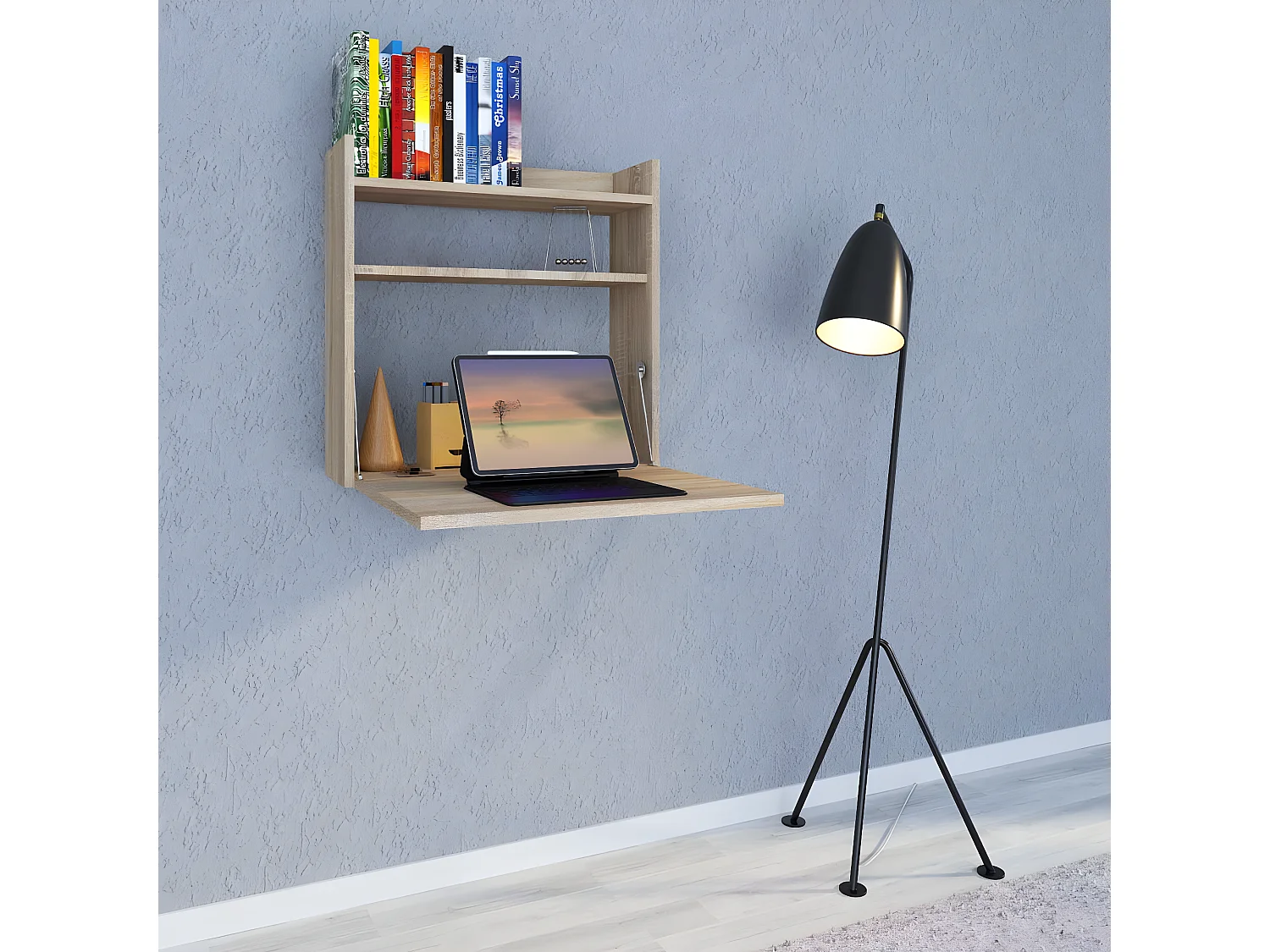 Dralis Schreibtisch Schreibtisch wandhängend 1 Klaptür 1 Ablage Eiche dekor.