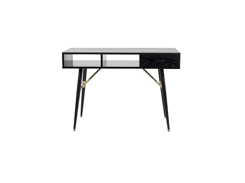 GoldDesk bureau met plank en lade 110x60 cm zwart.