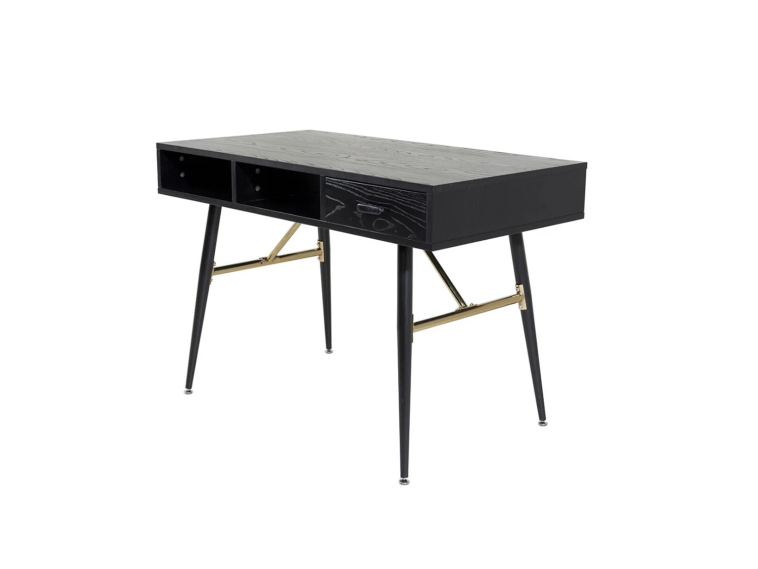 GoldDesk bureau met plank en lade 110x60 cm zwart.