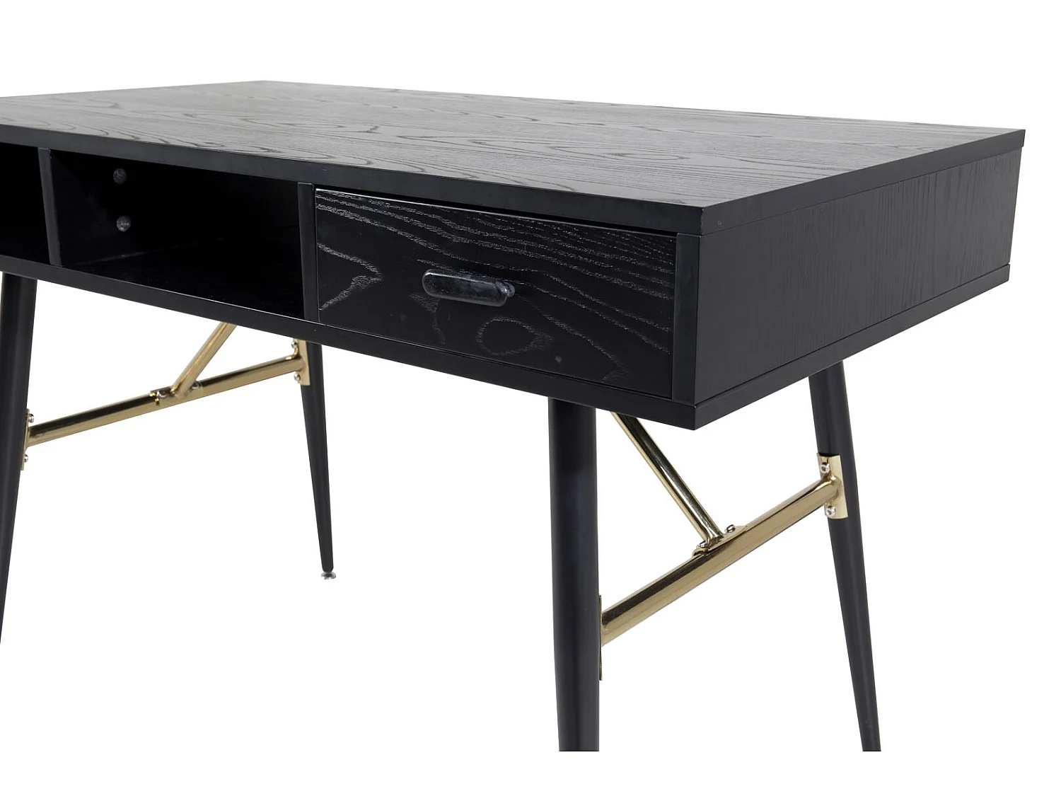 GoldDesk bureau met plank en lade 110x60 cm zwart.