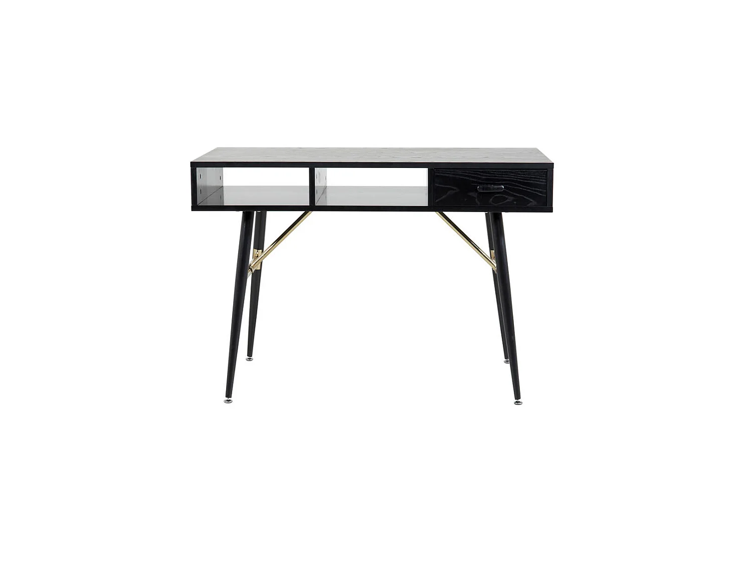 GoldDesk bureau met plank en lade 110x60 cm zwart.
