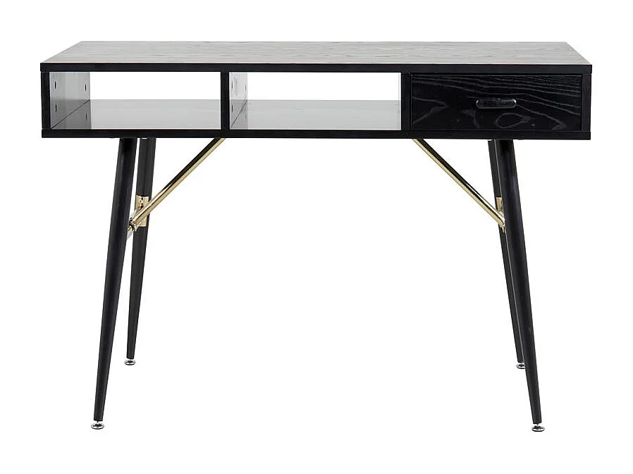 GoldDesk bureau met plank en lade 110x60 cm zwart.