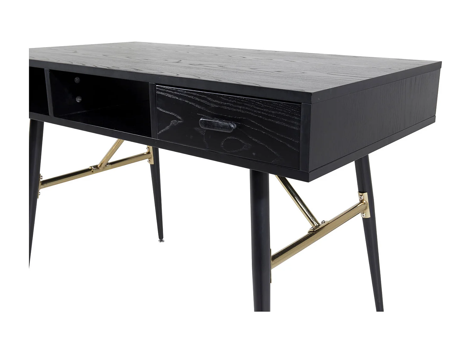 GoldDesk bureau met plank en lade 110x60 cm zwart.