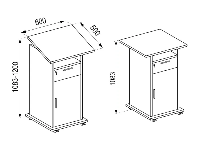 Holz Stehpult Rednerpult Stehtisch Rollen Melta T