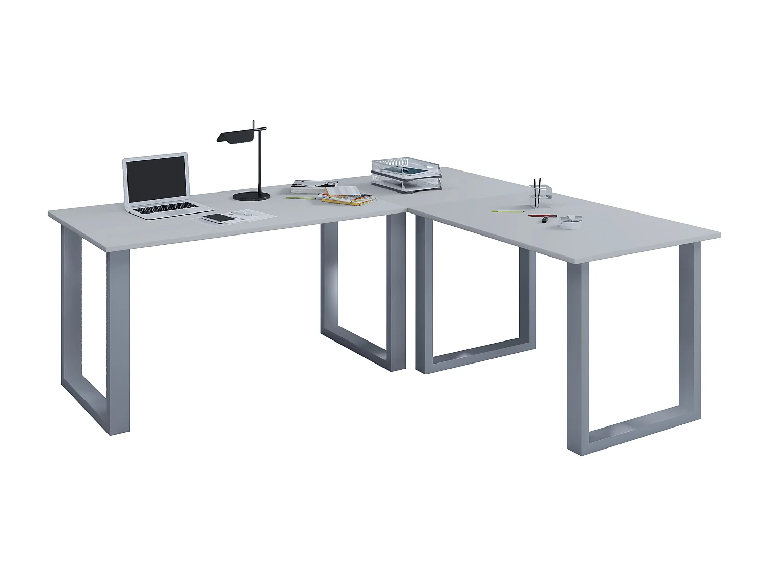 Eckschreibtisch Lona 50 cm U Alu Silber