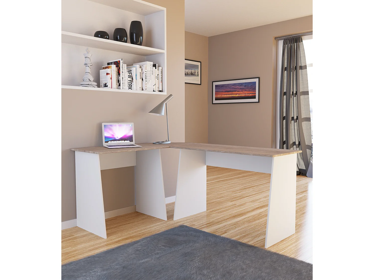 Drewno narożny stół kątowy Masola