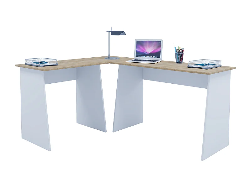Desk Masola White / Sonoma oak Desk 1: H. 74 x W. 80 x D. 50 cm, Desk 2: H. 74 x W. 110 x D. 50 cm Corner plate: H. 8 x W. 50 x D. 50 cm