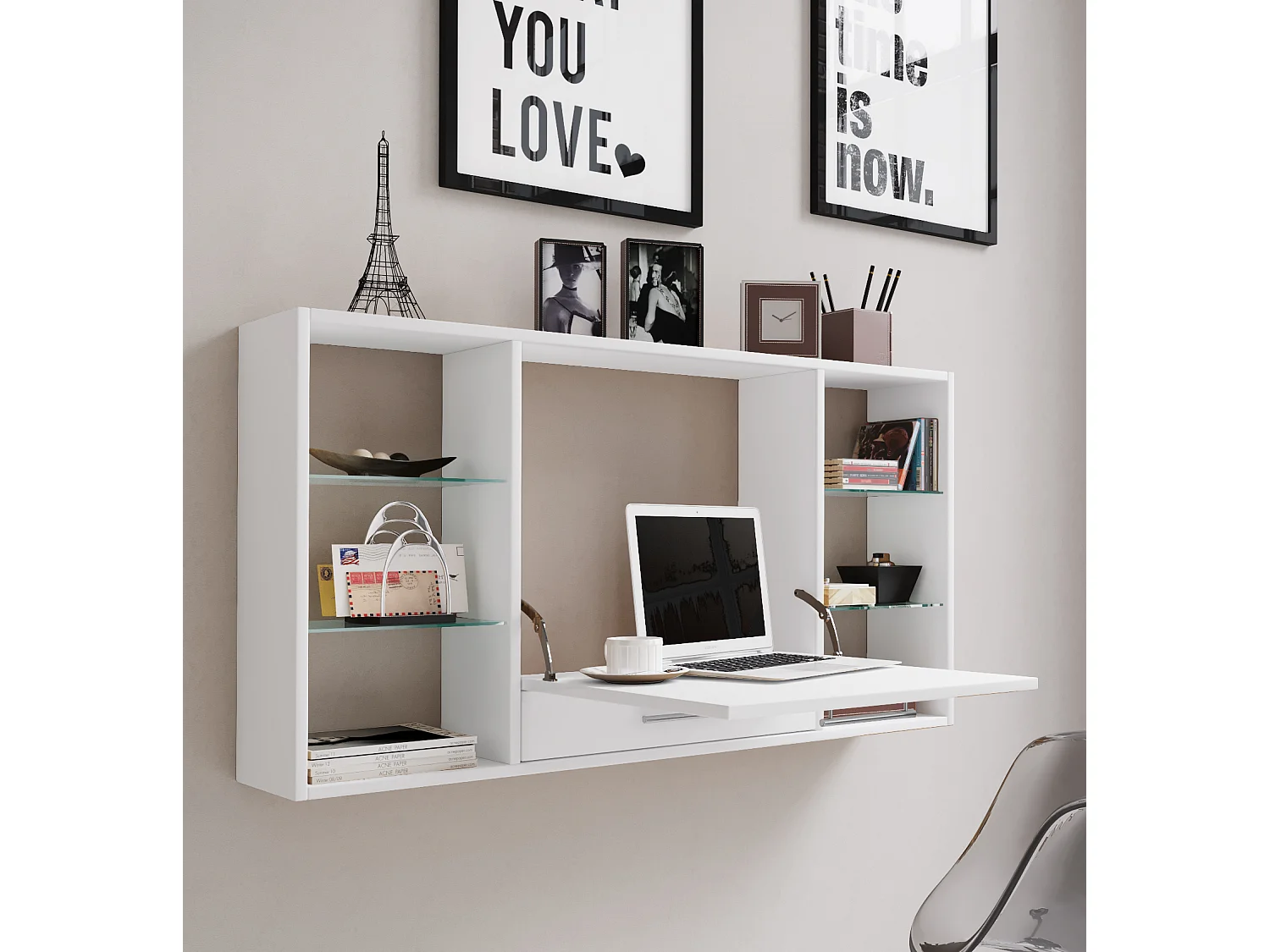 Desk Teala White H. 60 x W. 115 x D. 20 cm