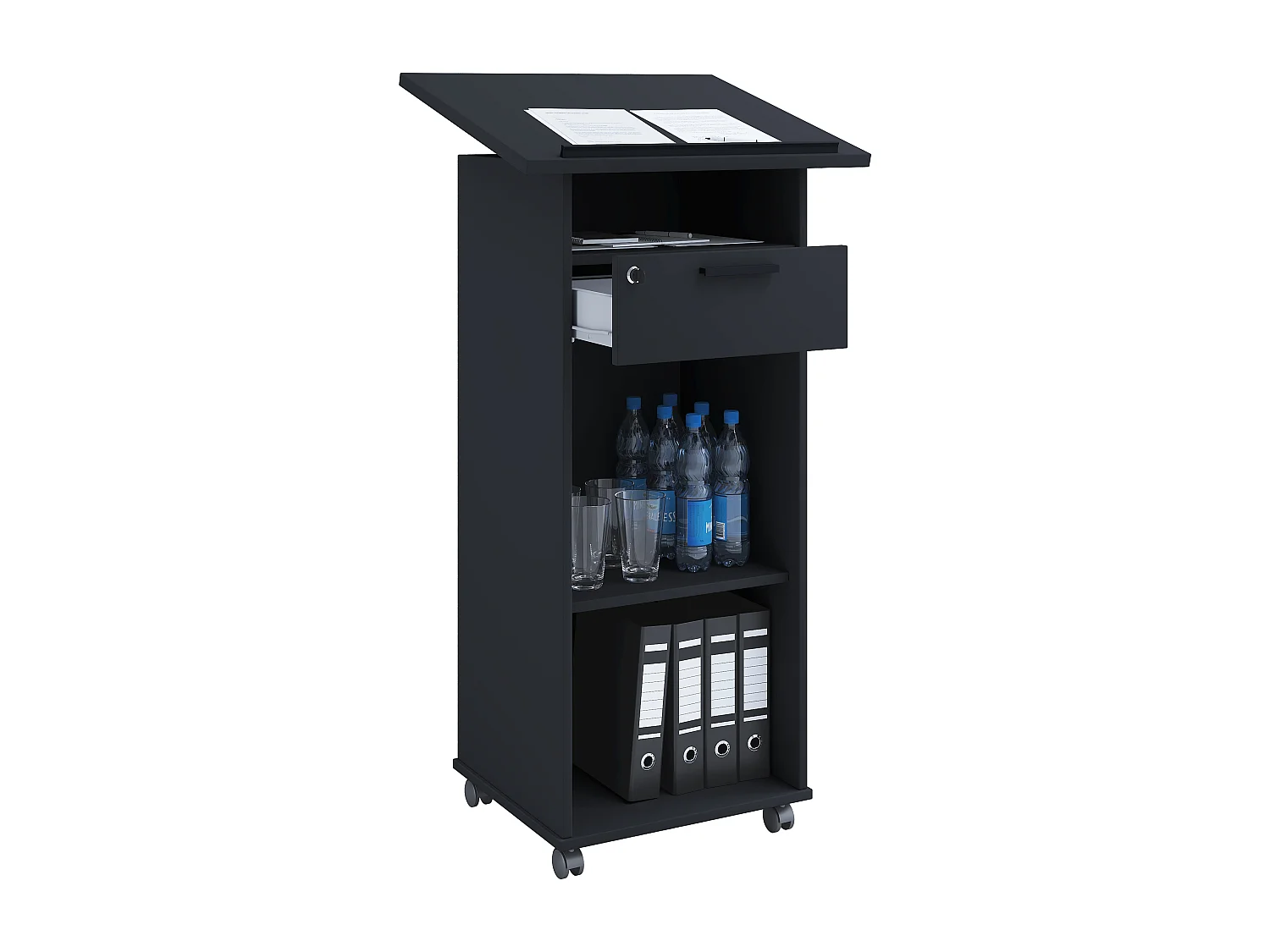 Drewno stojące biurko głośnikowe rolki biurkowe Melta