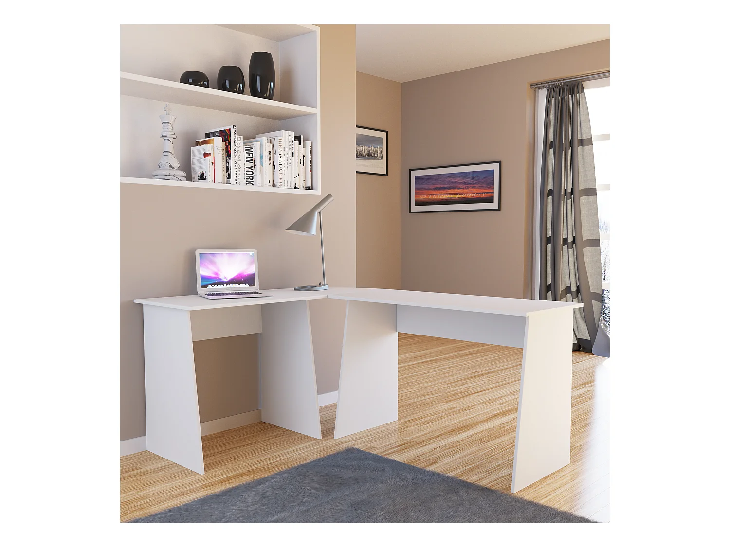 Drewno narożny stół kątowy Masola