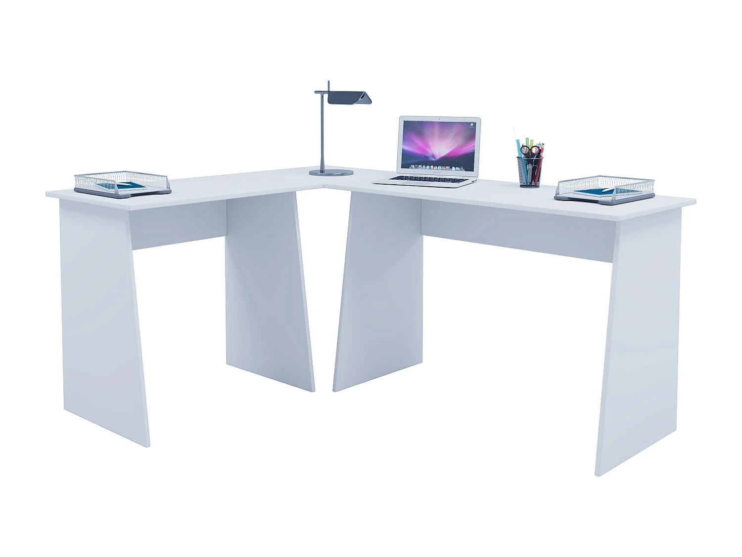 Desk Masola White Desk 1: H. 74 x W. 80 x D. 50 cm, Desk 2: H. 74 x W. 110 x D. 50 cm Corner plate: H. 8 x W. 50 x D. 50 cm