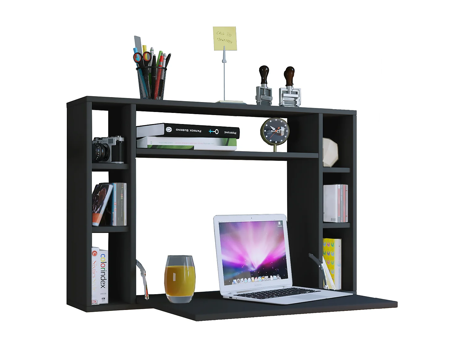 VCM Mesa de computador pendurada | Mesa dobrável | Mesa de parede | Dimensões aprox. A. 60 x L. 90 x P. 20 cm | Mesa - Wandila (Preto)