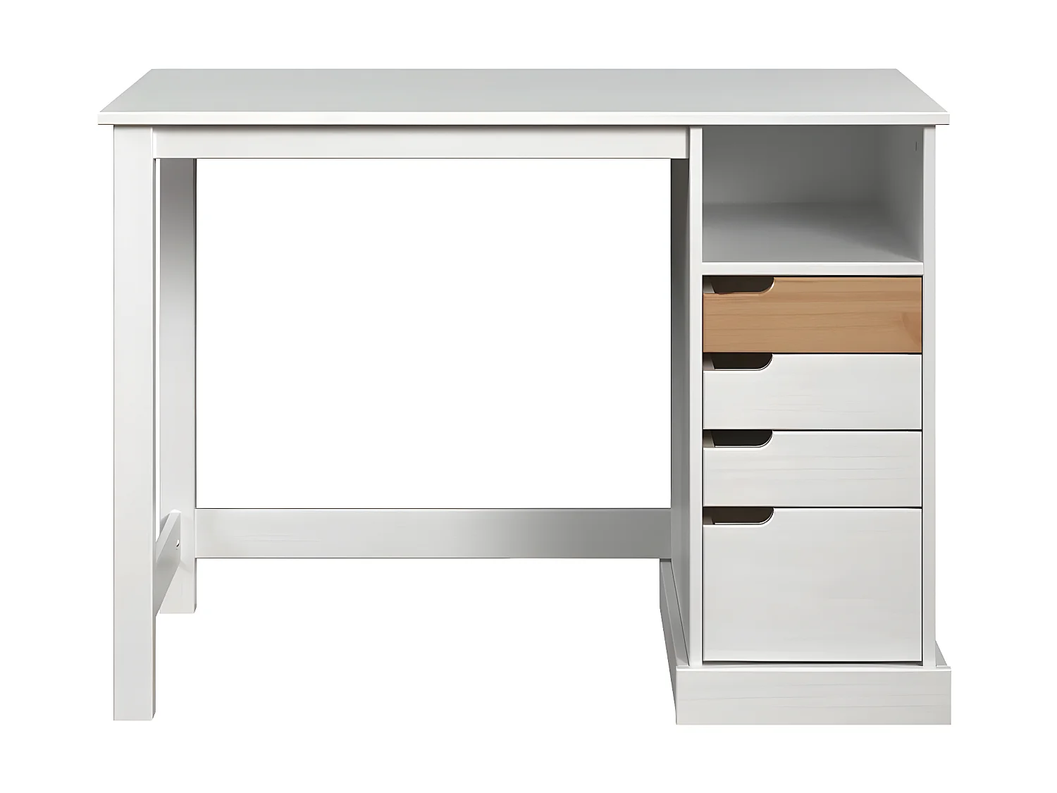 Mestre bureau 1 plank, 3 kleine,1 groot lade wit,honing.