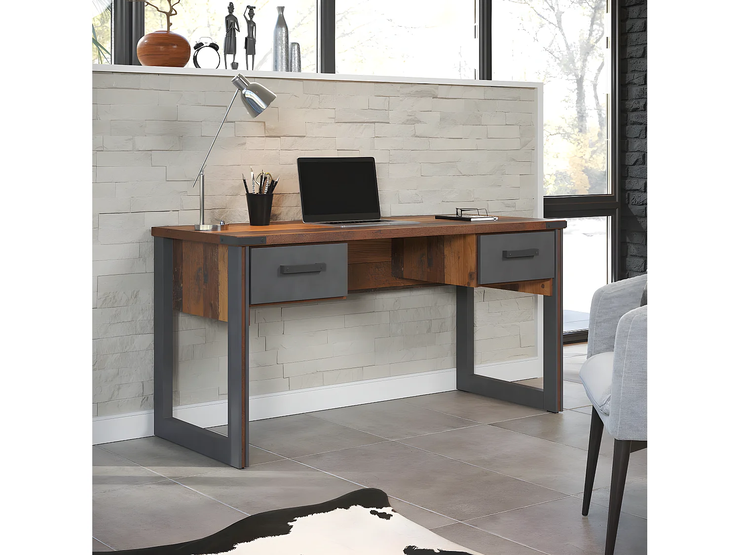 Prime bureau 2 laden, Old Wood decor.