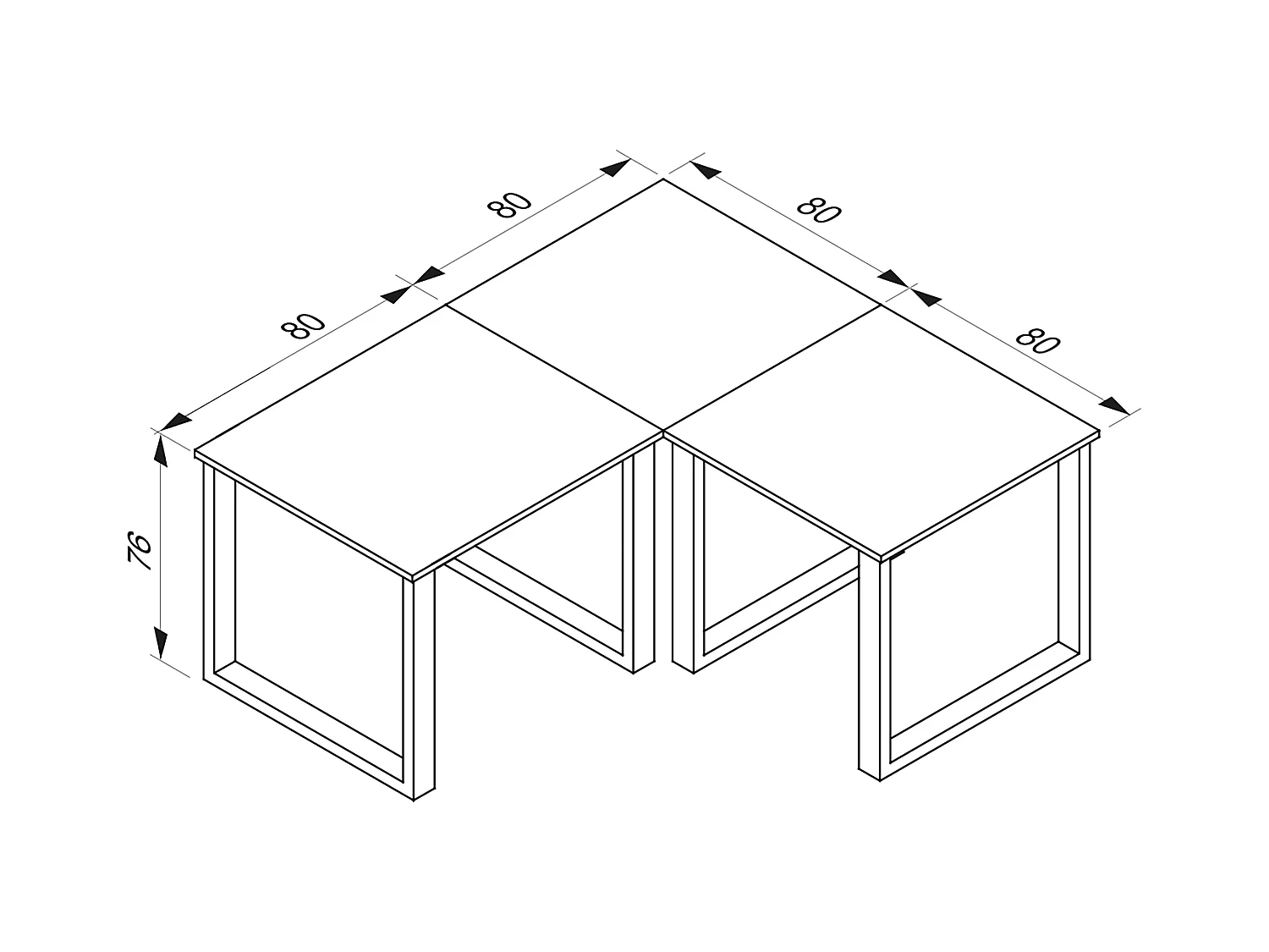 Desk Lona Silver / White H. 76 x W. 160 x D. 160 cm