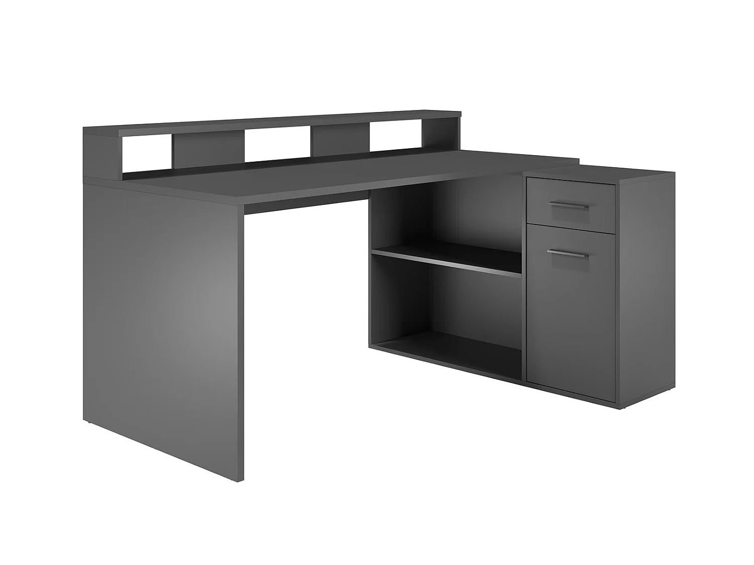 GamerBüro bureau gamer 1 deur, 1 lade, 2 open vakken antraciet mat.