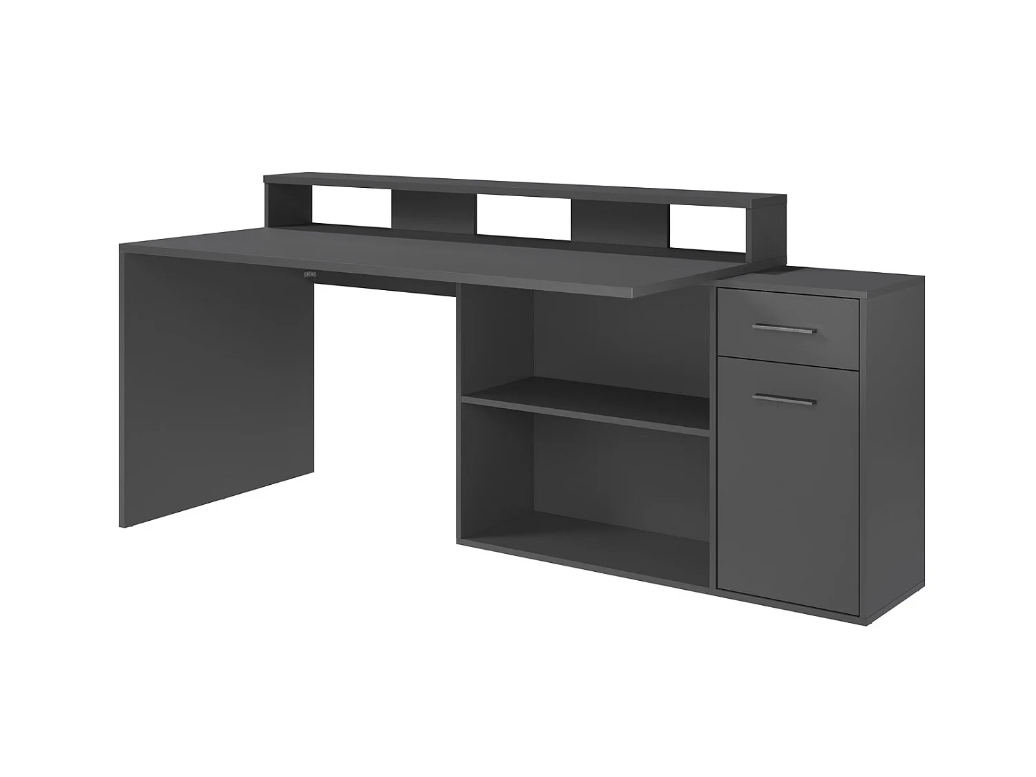 GamerBüro bureau gamer 1 deur, 1 lade, 2 open vakken antraciet mat.