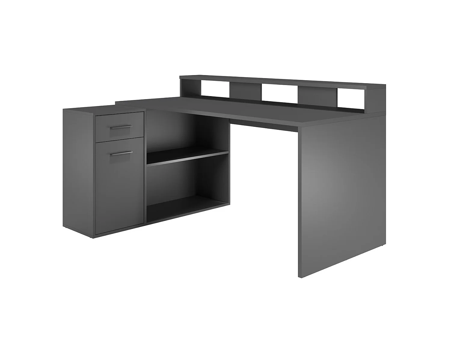 GamerBüro Mobilier de bureau Gamer, 1 porte, 1 tiroir, 2 espaces ouverts, anthracite mat.