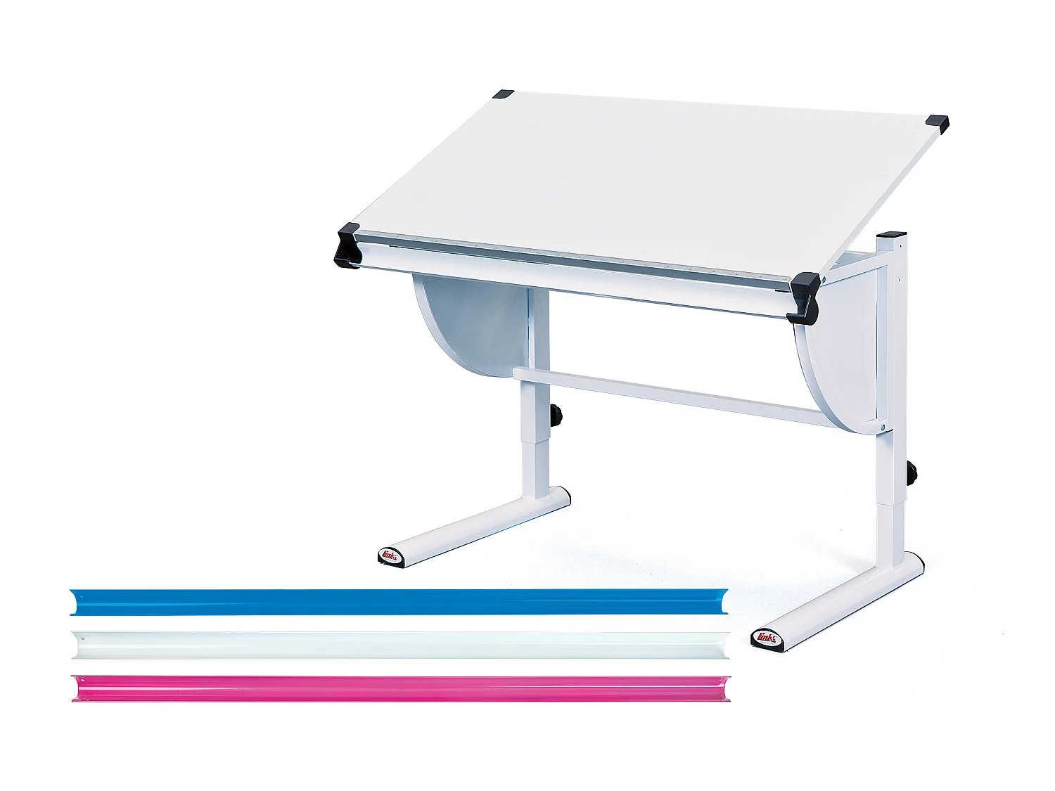 Mirsa Bureau avec plateau ajustable, blanc.