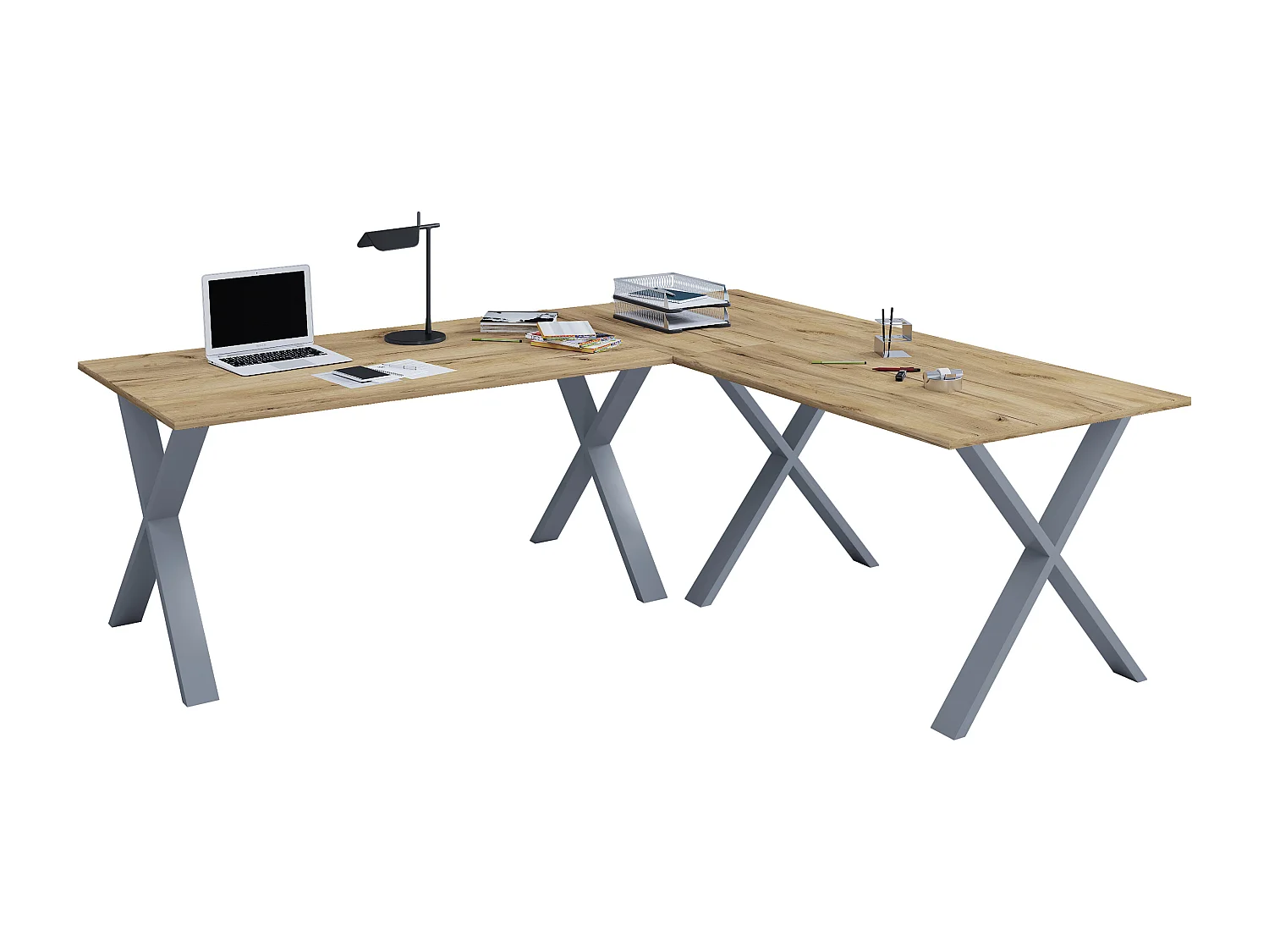 Desk Lona Silver / Sonoma oak H. 76 x W. 130 x D. 130 cm