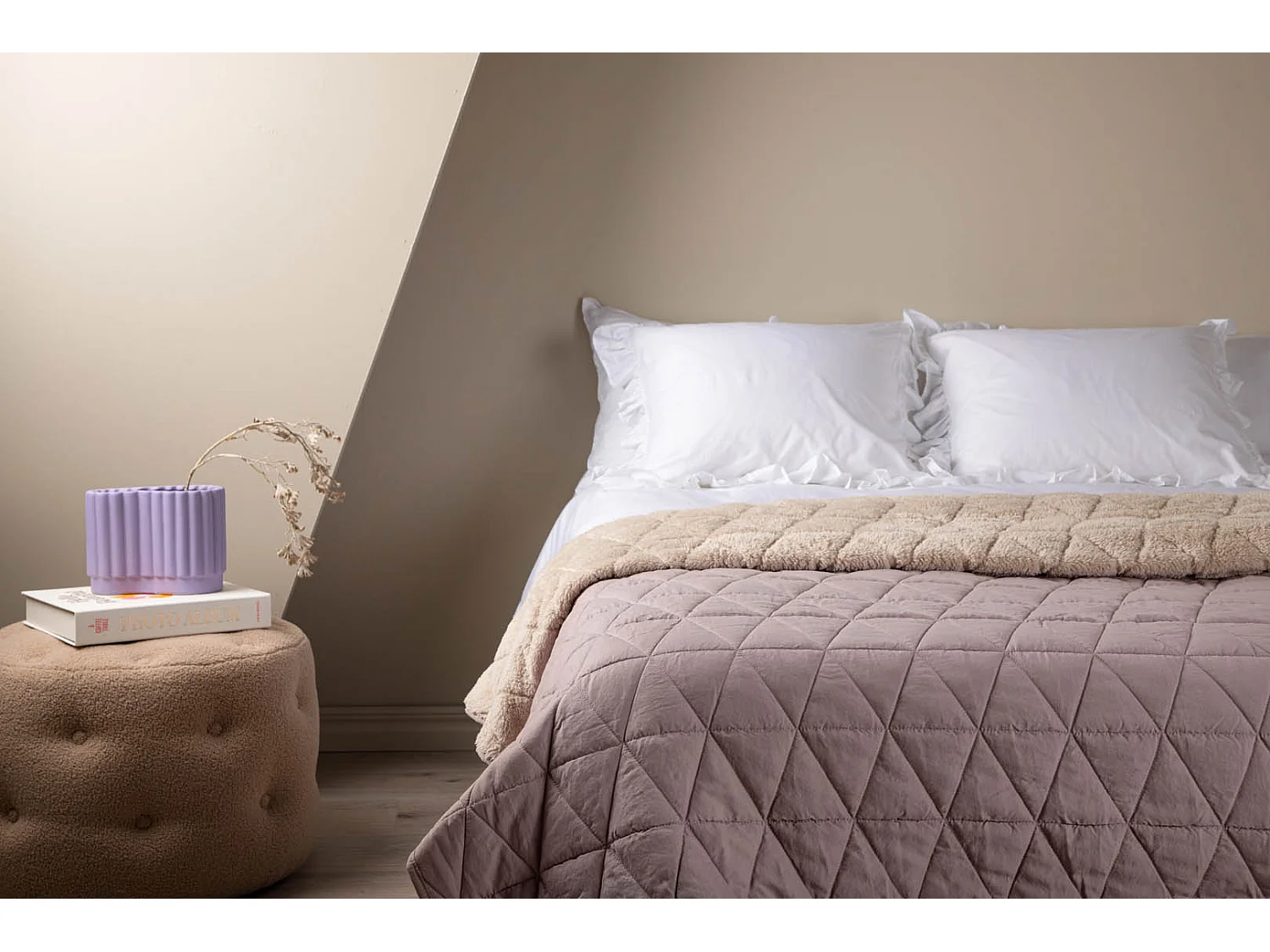 Nilla sprei 260x260cm oudroze.