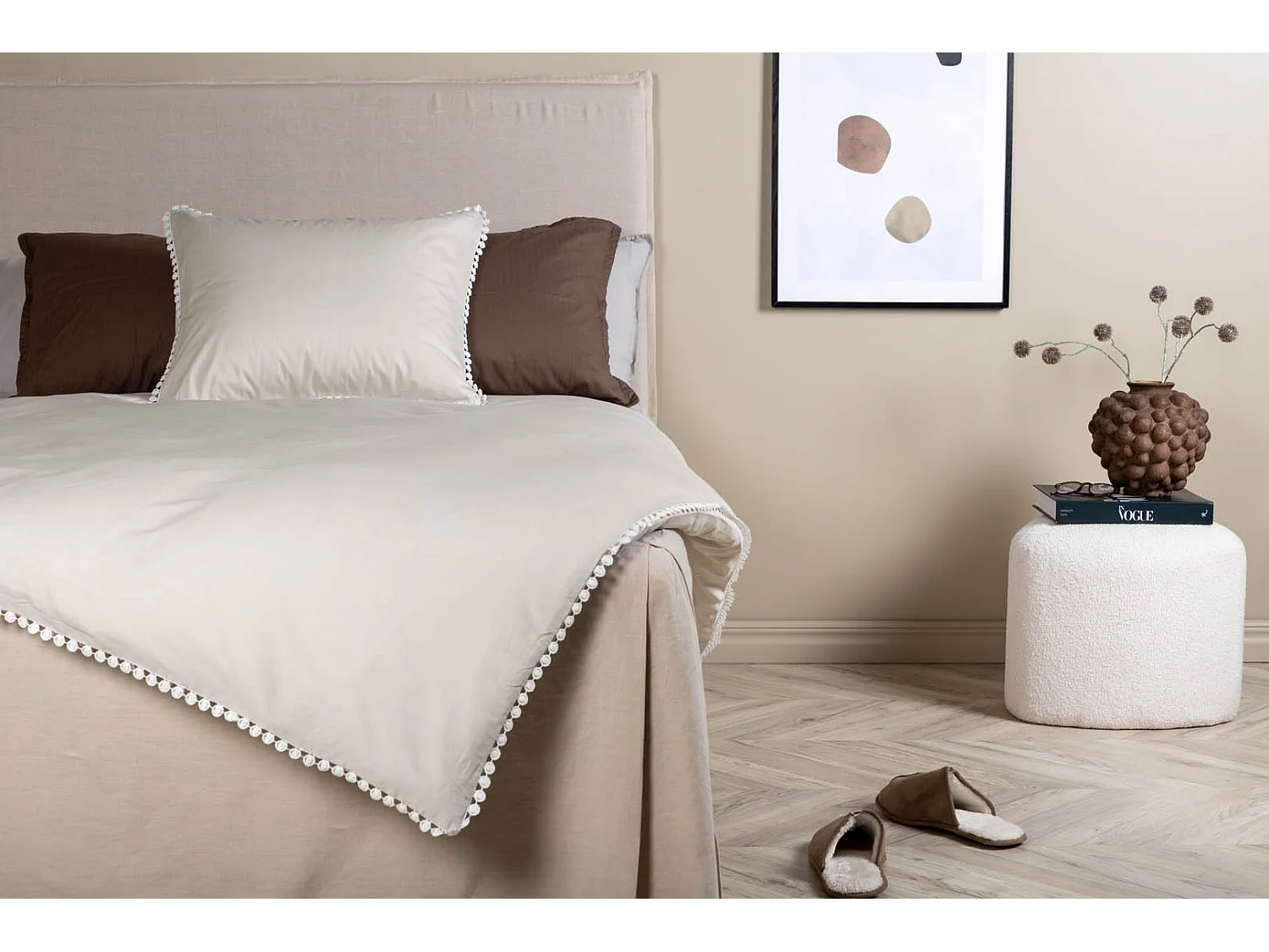 Livia parure de lit 1 ensembles 200x150cm gris, offwhite.