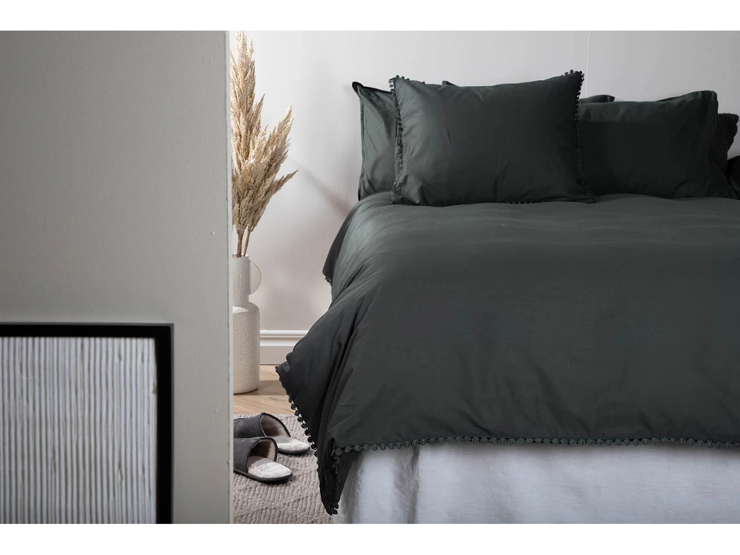 Livia parure de lit 1 ensembles 200x150cm anthracite.