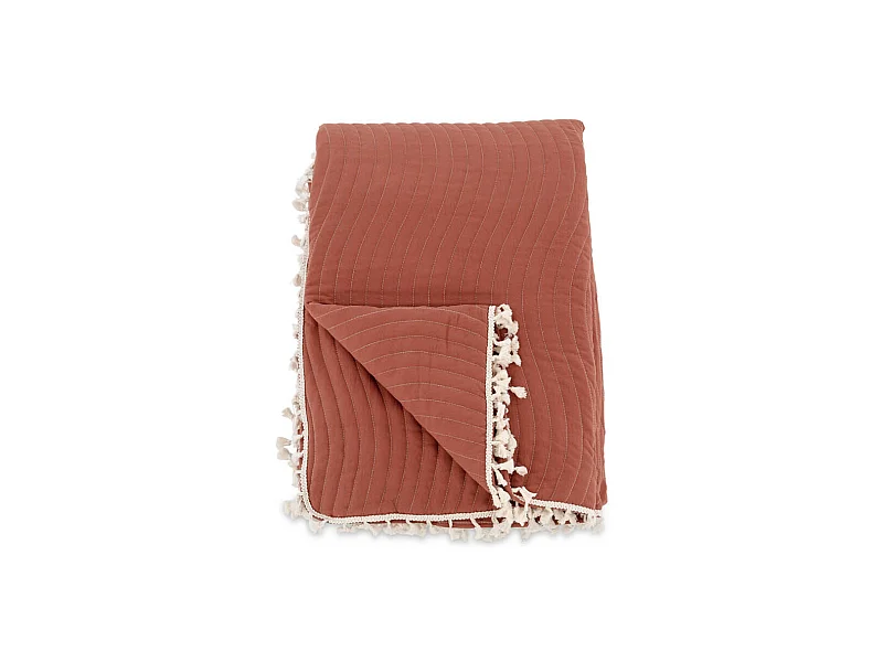 Lias sprei 260x260cm offwhite, rood.