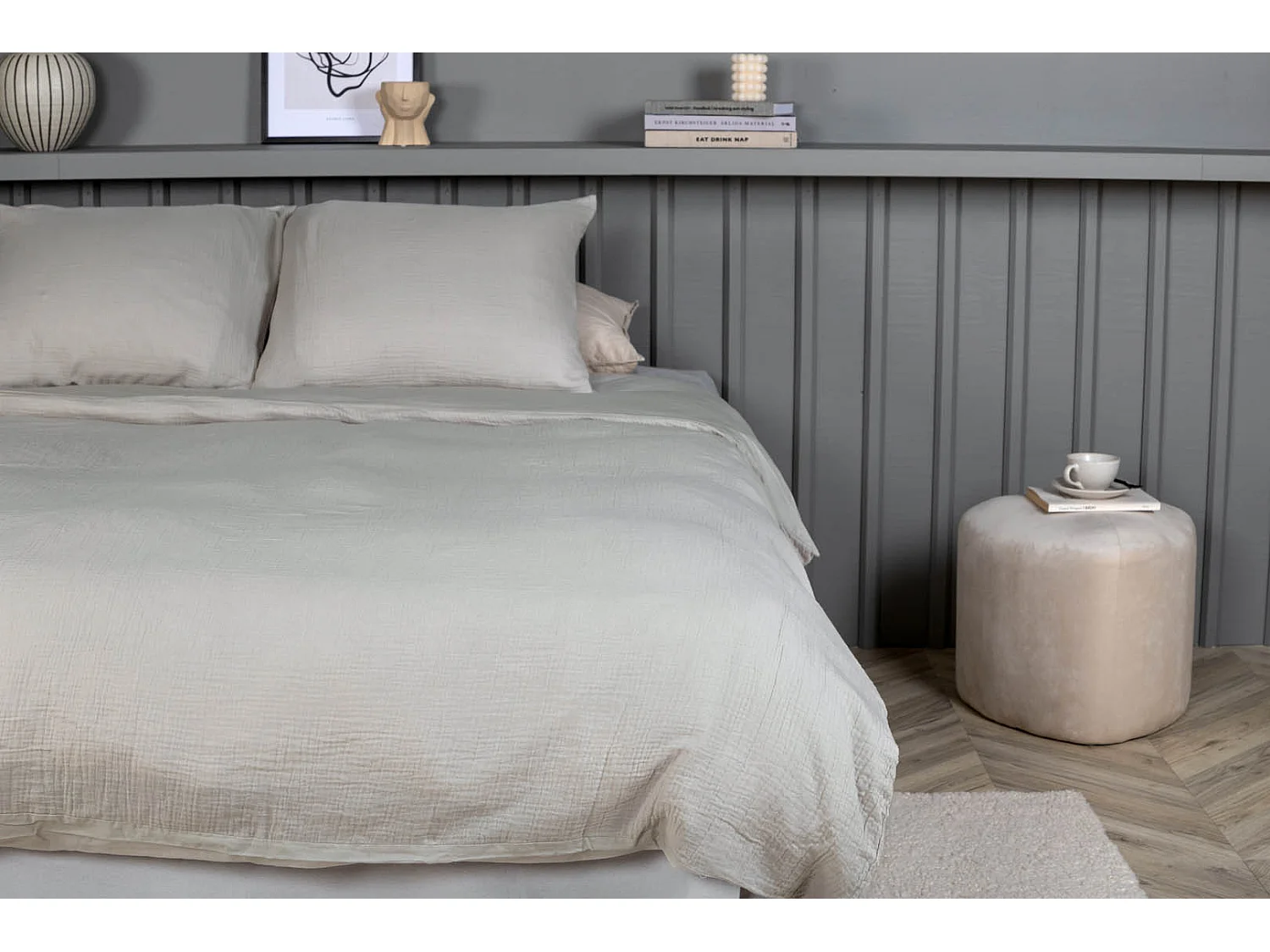 Mila parure de lit 1 ensembles 220x240cm gris.