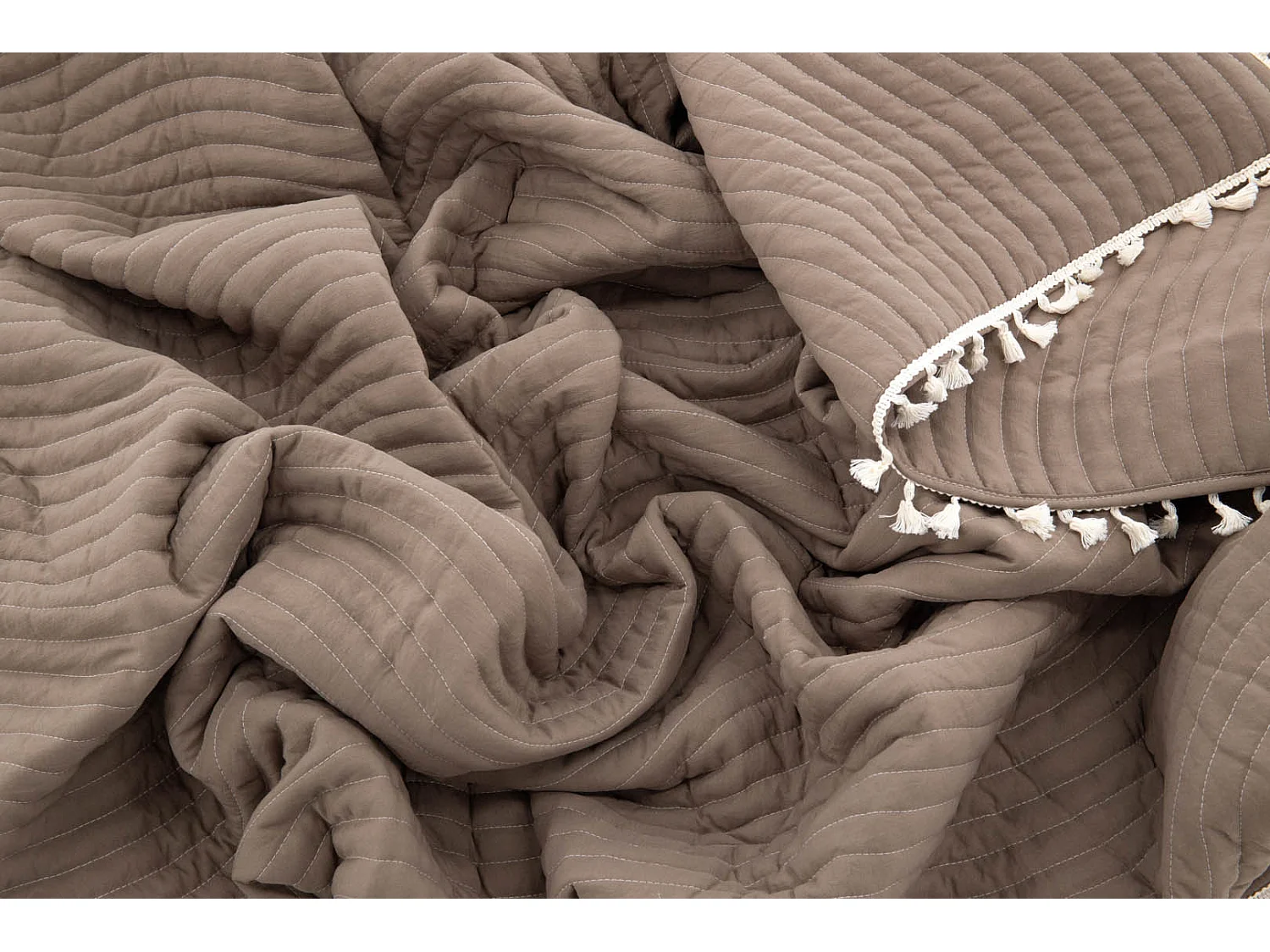 Lias couvre-lit 260x260cm marron, offwhite.