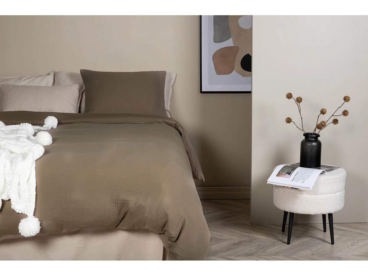 Mila parure de lit 1 ensembles 200x150cm marron.