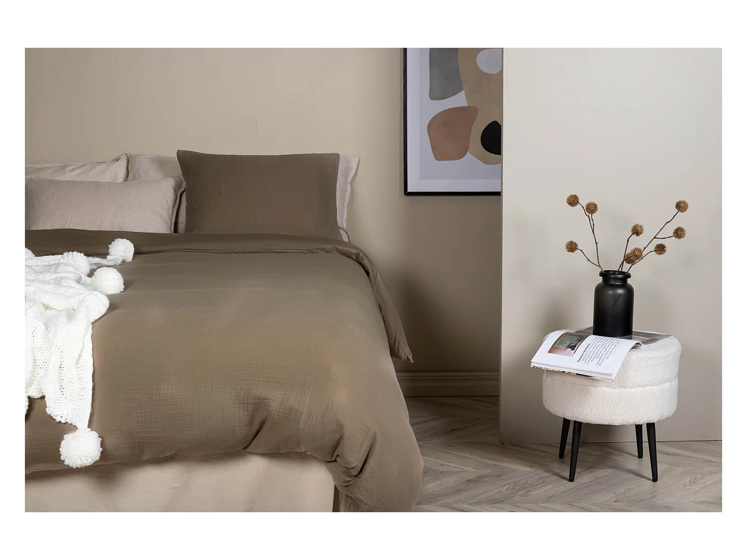 Mila bedset 1 set 200x150cm bruin.