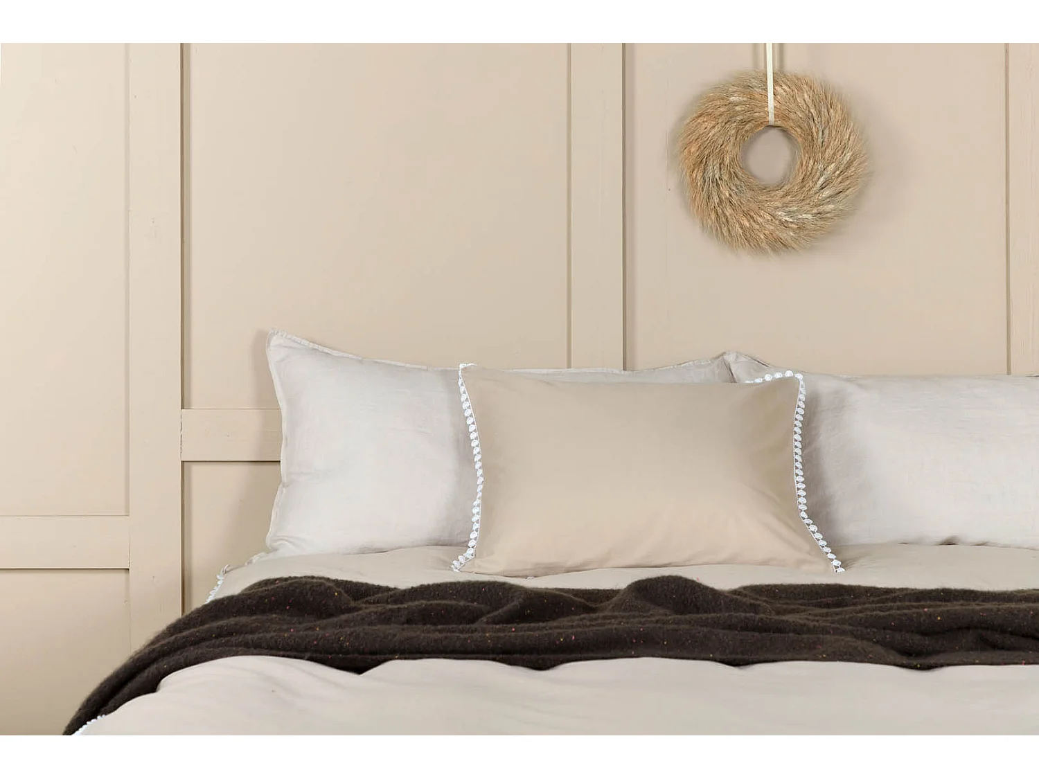 Livia parure de lit 1 ensembles 200x150cm beige, blanc.