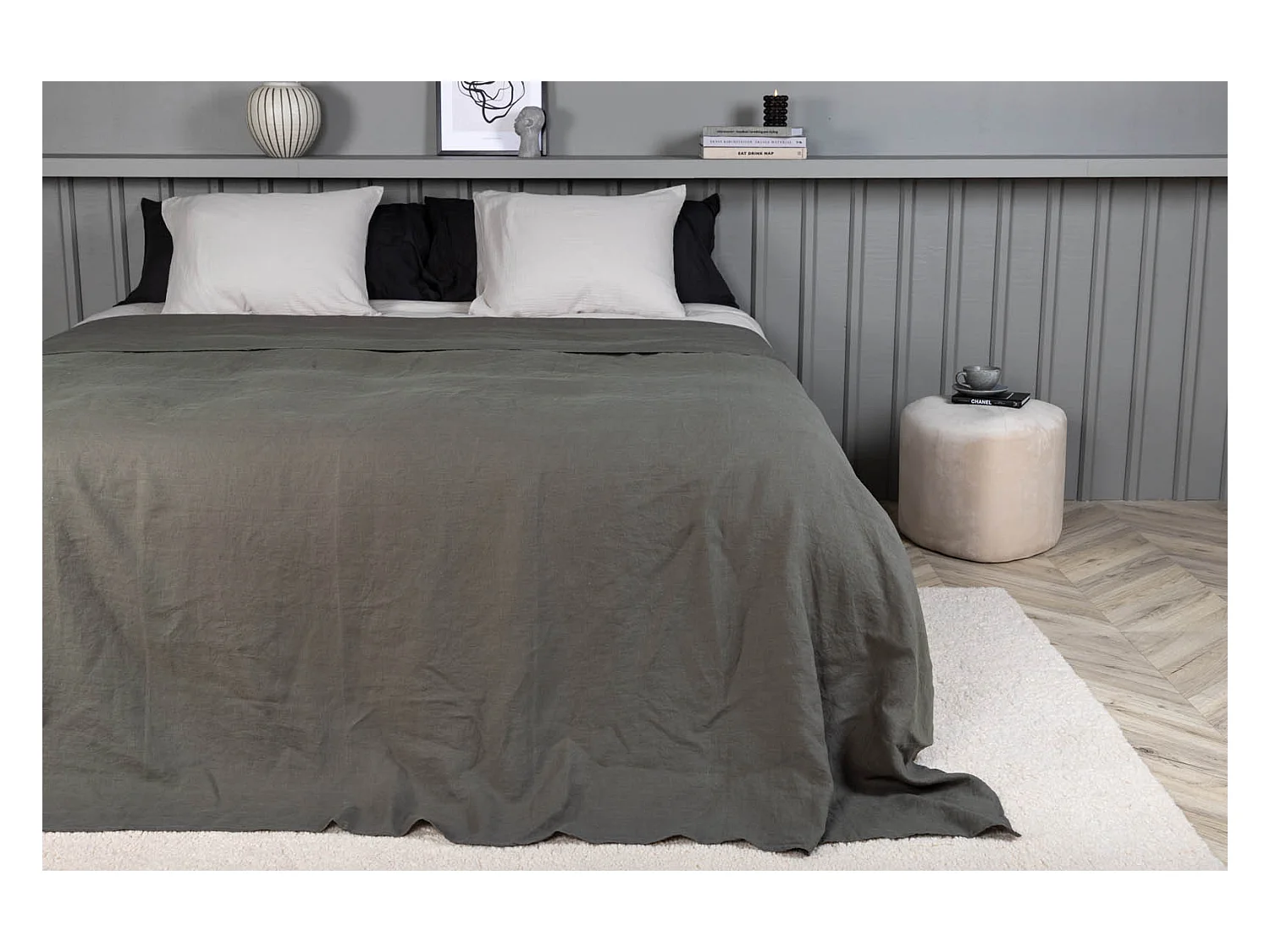 Milo couvre-lit 180x260cm gris.