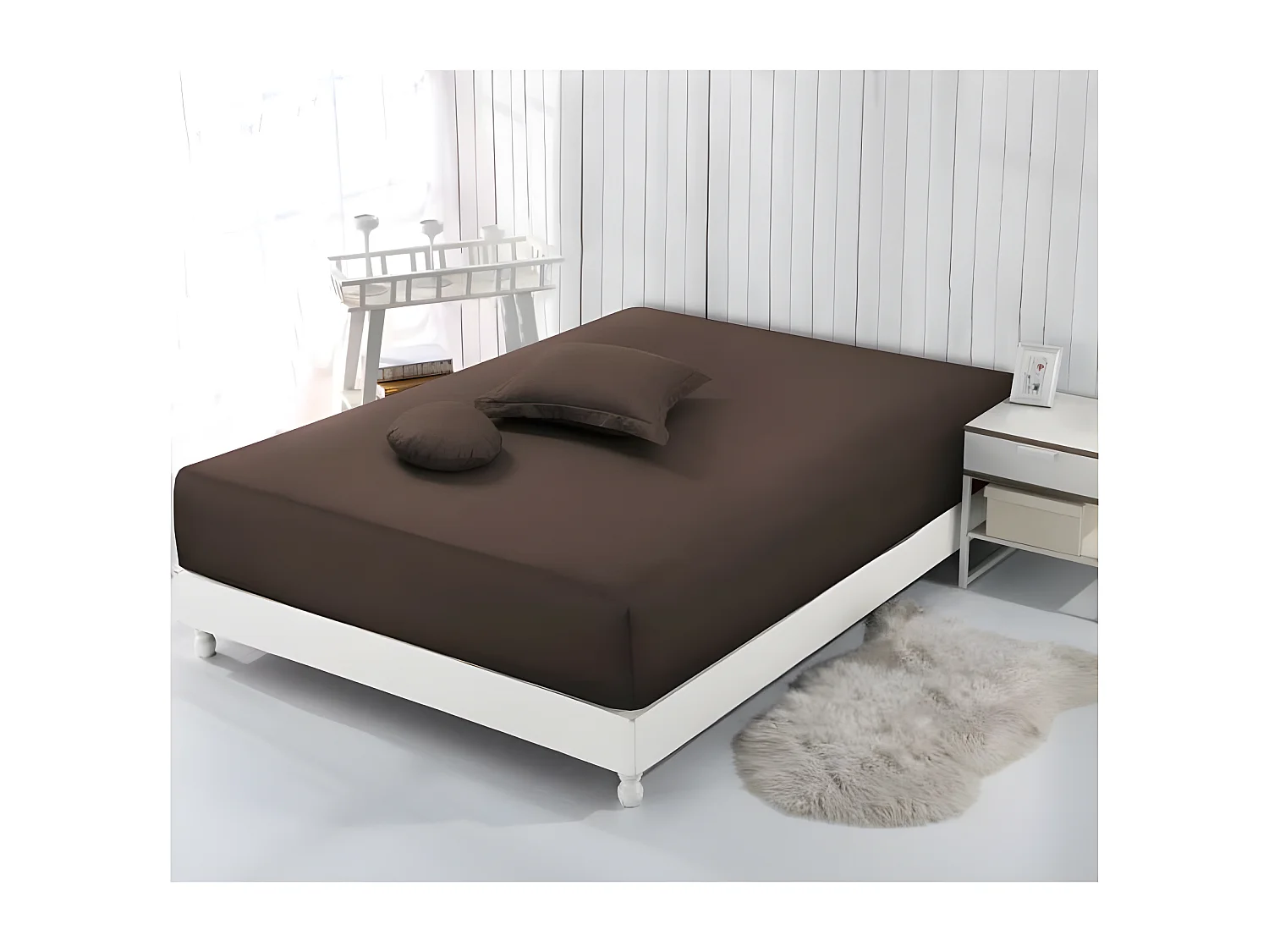 Vision - Drap housse Chocolat - 140x190cm - 100% coton