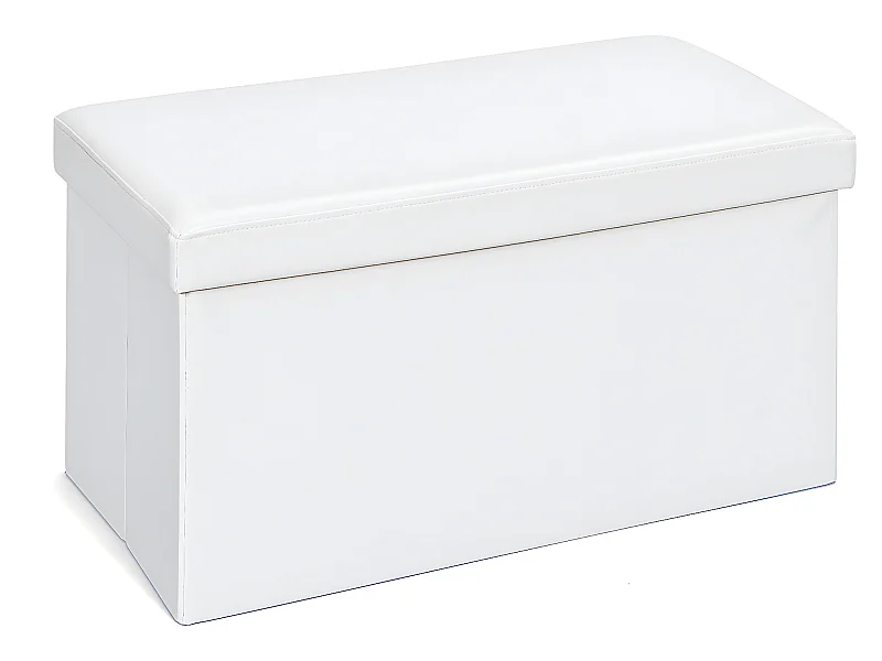 Sanne Tabouret-Boîte de rangement, pliable avec couvercle, blanc.
