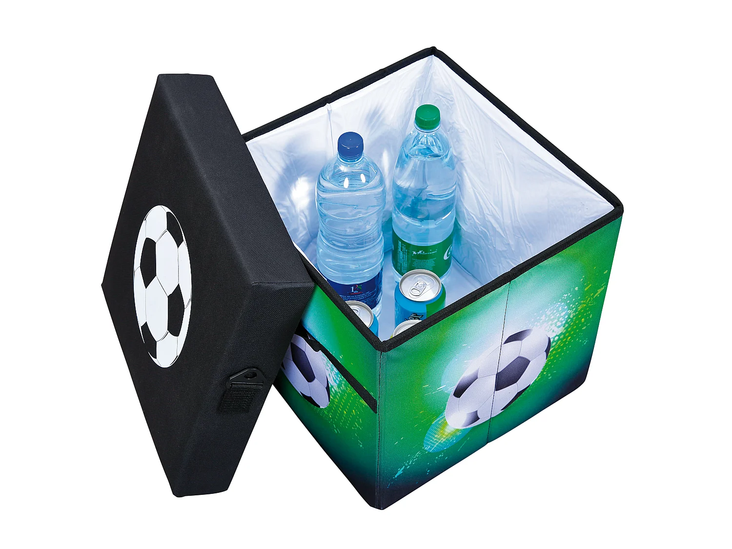 Cajas de almacenamiento Fabo, bolsa refrigeradora, taburete, con tapa, negro, blanco, verde.