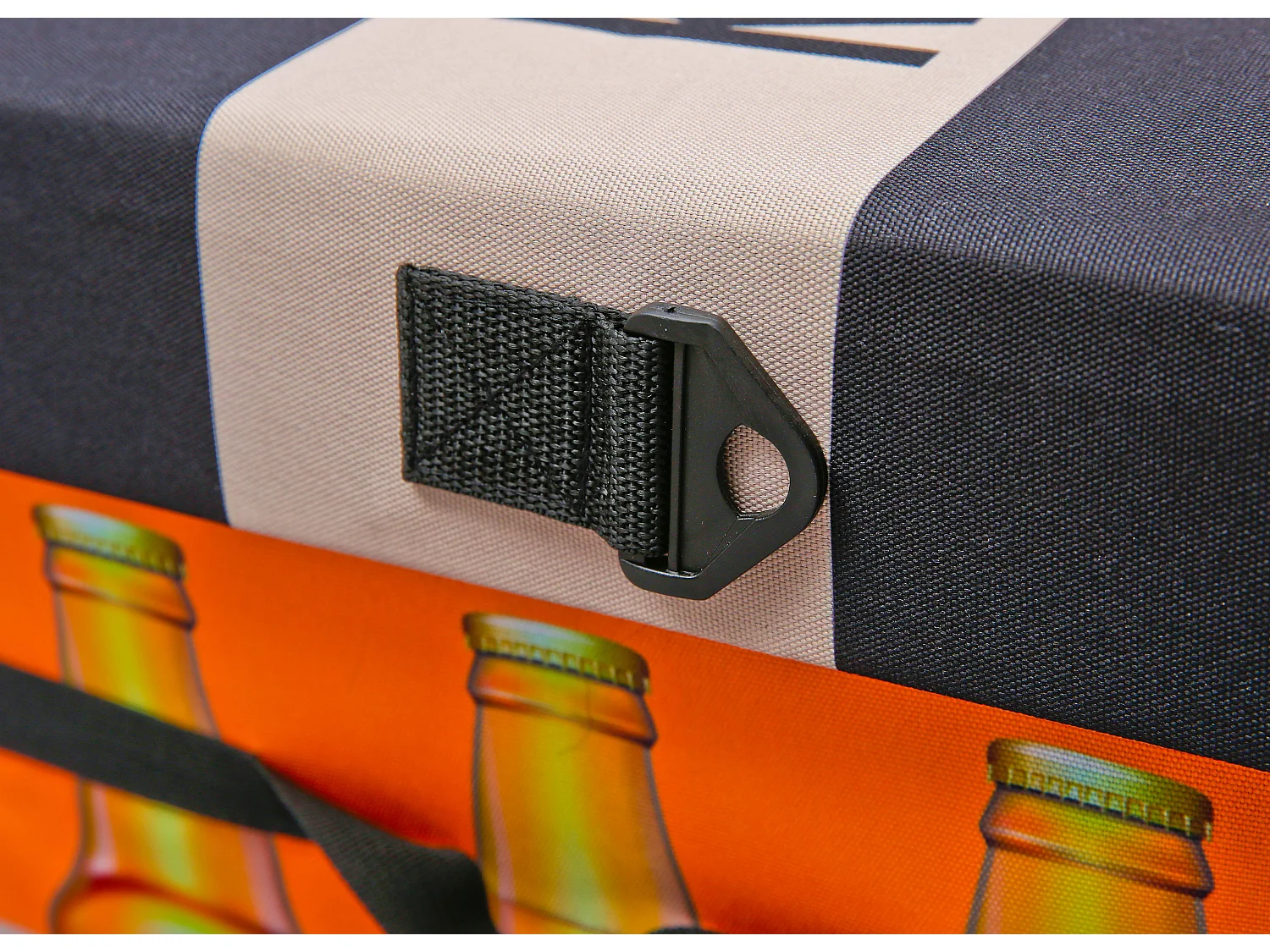 Fabo Sacoche isotherme, tabouret, couvercle, noir, blanc, orange.